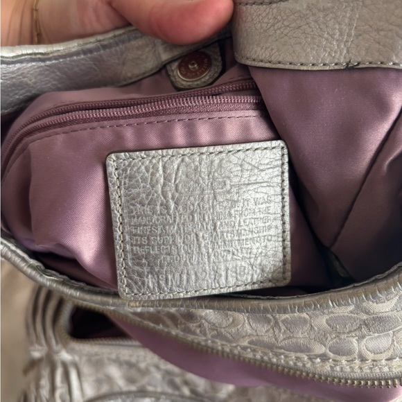 Coach Metallic Silver Pleated Shoulder Bag - Picture 7 of 7